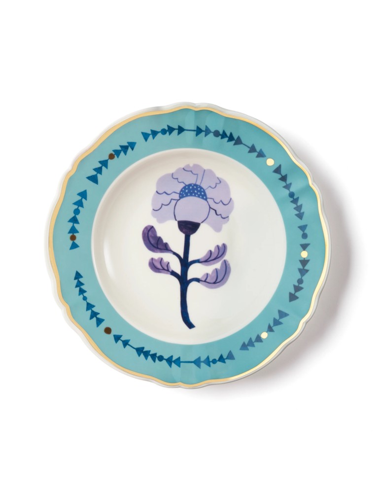 Piatto fondo fiore azzurro