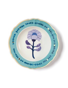 Piatto fondo fiore azzurro