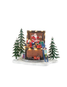 Baule di Babbo Natale con movimento e led “Doni per tutti” - L'oca Nera