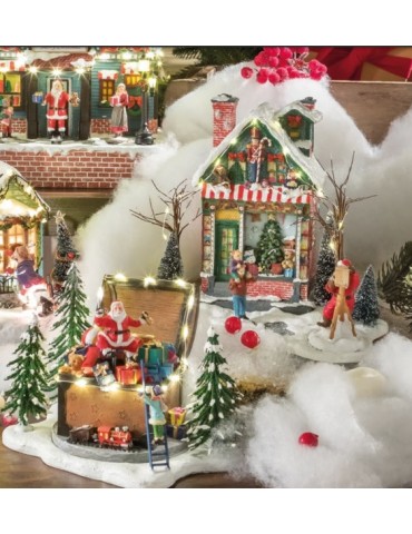 Baule di Babbo Natale con movimento e led “Doni per tutti” - L'oca Nera