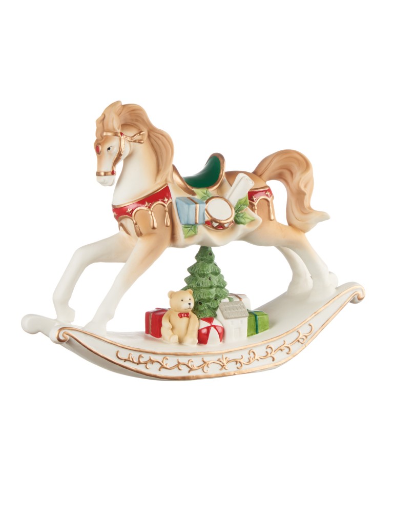 Cavallo a dondolo con led in porcellana ” Principe della fantasia” - L'oca Nera