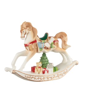 Cavallo a dondolo con led in porcellana ” Principe della fantasia” - L'oca Nera