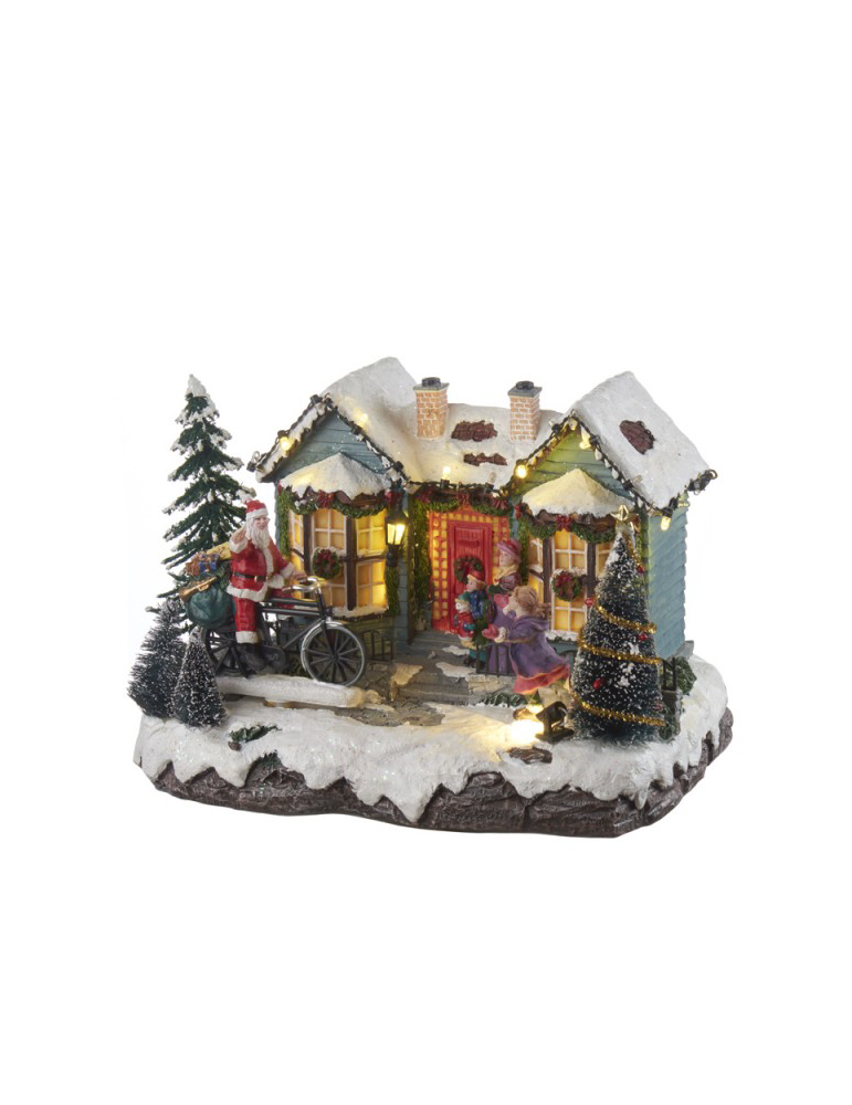 Casa con babbo natale in bici - Carillon