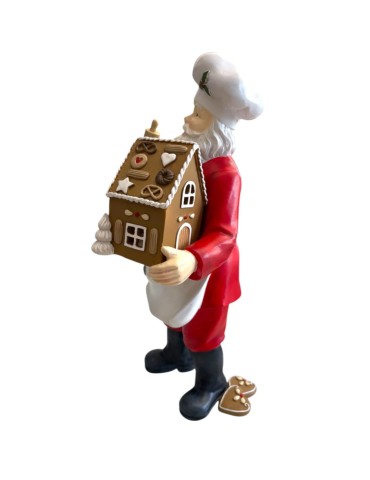 Babbo Natale Chef con Casetta di Marzapane Luminosa
