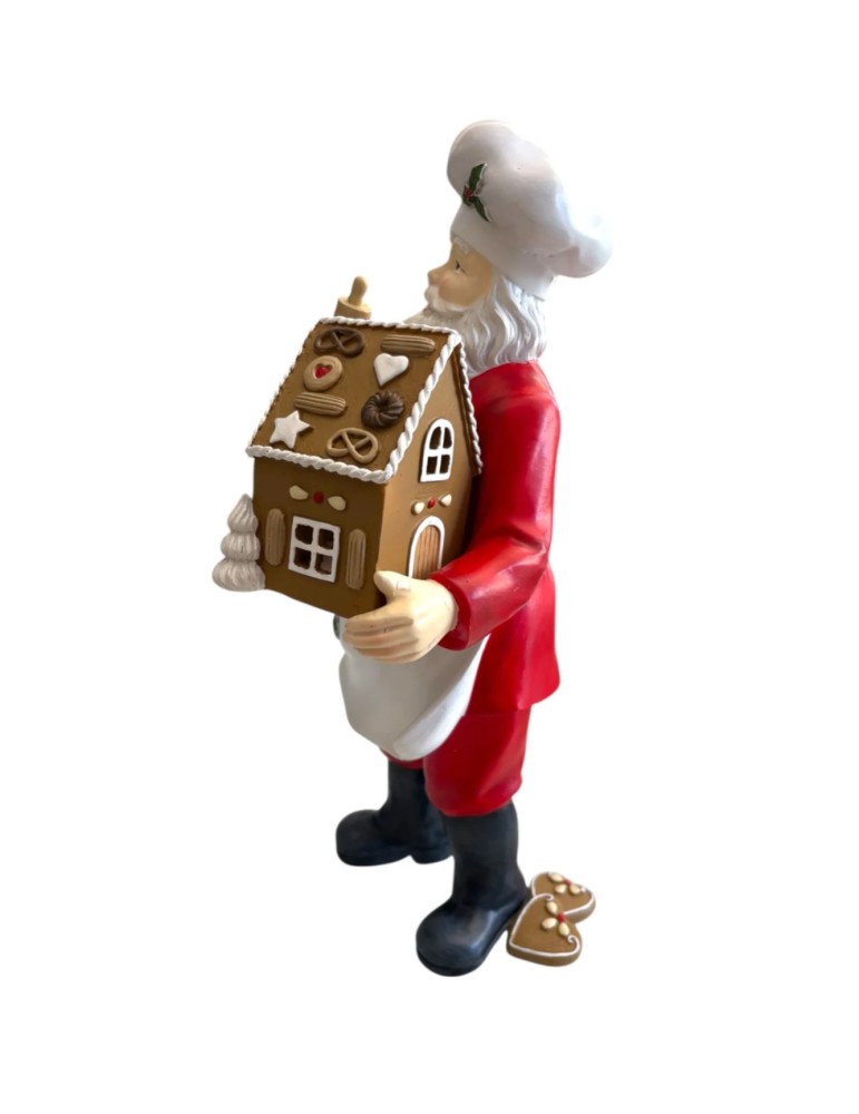 Babbo Natale Chef con Casetta di Marzapane Luminosa