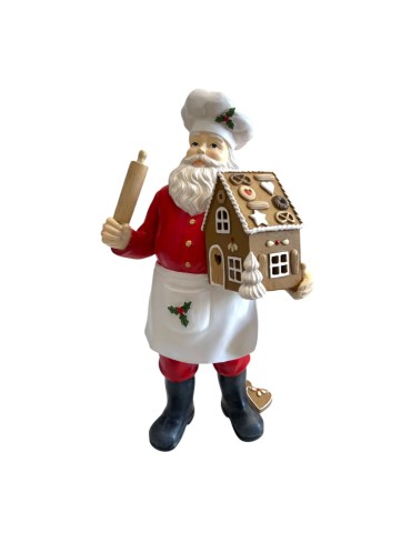 Babbo Natale Chef con Casetta di Marzapane Luminosa